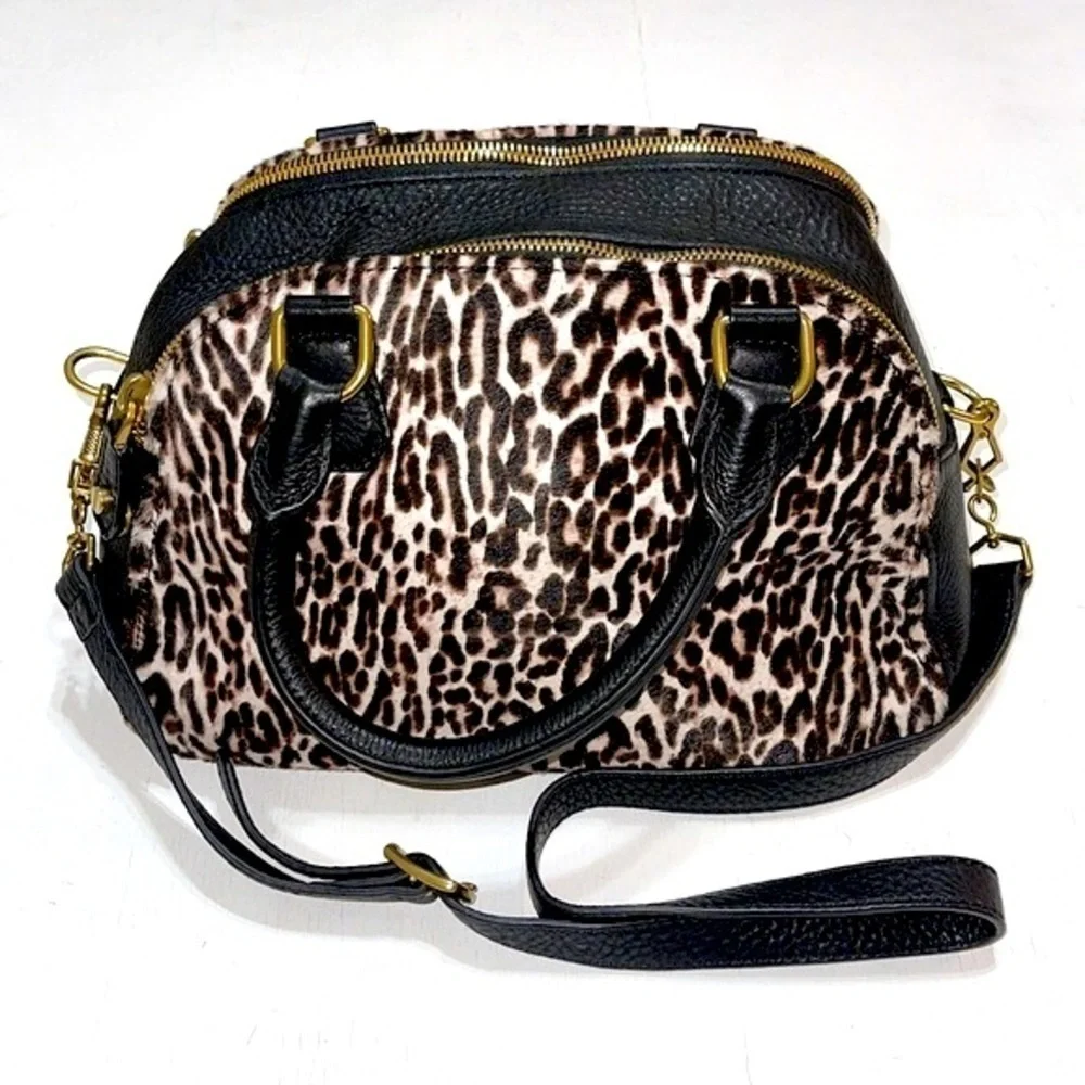 NWOT J. Crew Bienniel Medium Satchel Calf Hair Leopard
